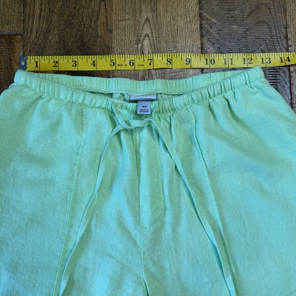 A NEW DAY Linen Blend Lime Green Pants Beach Resort Size XS OVERSIZED Baggy - Picture 4 of 9